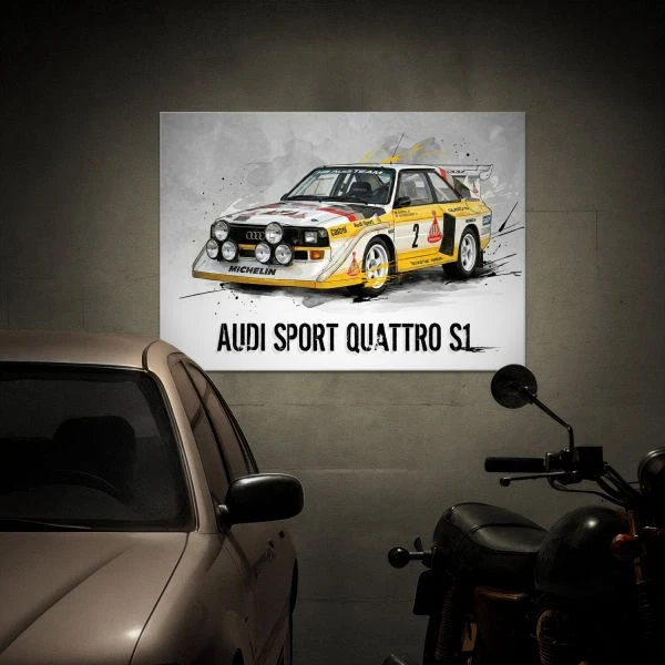 Obraz z metalu z grafika Audi Sport Quattro S1